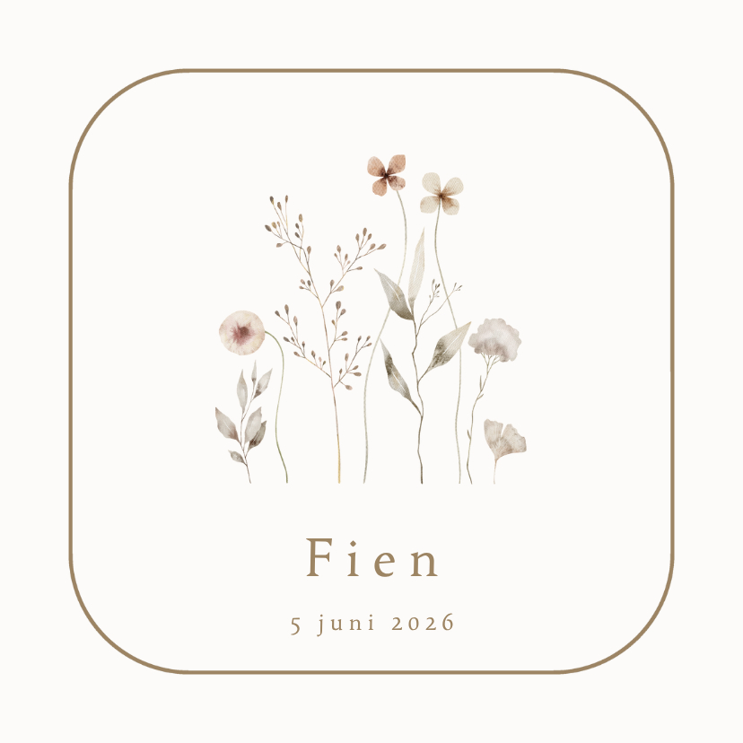 Geboortekaartjes - Geboortekaartje kader droogbloemen