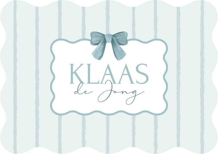 Geboortekaartjes - Geboortekaartje klassiek vintage gestreept strikje blauw