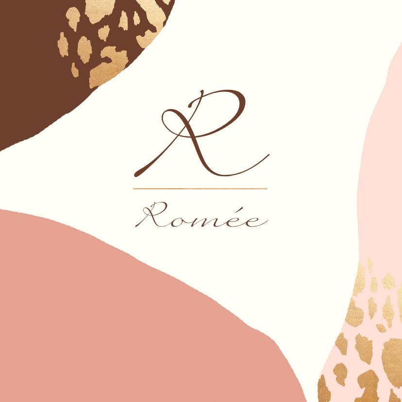 Geboortekaartje kleurvlakken panterprint goudlook - Geboortekaartjes Geboortekaartjes - Geboortekaartje kleurvlakken panterprint goudlook