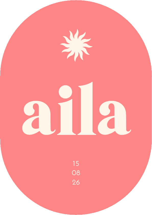 Geboortekaartjes - Geboortekaartje koraal met zon in ovalen vorm