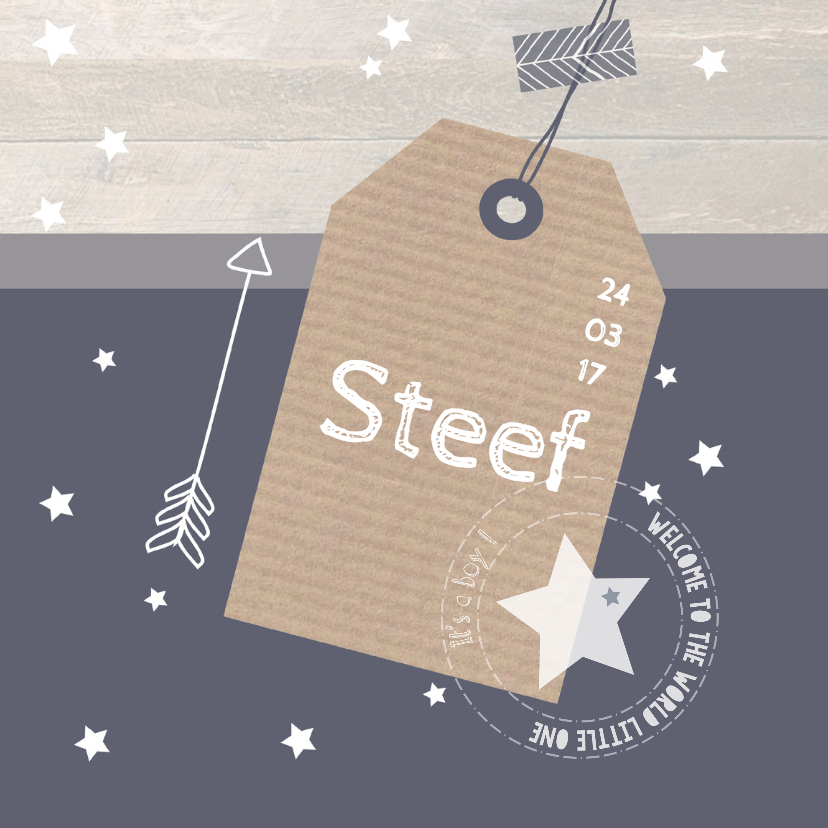 Geboortekaartje kraft hangtag - Geboortekaartjes Geboortekaartjes - Geboortekaartje kraft hangtag