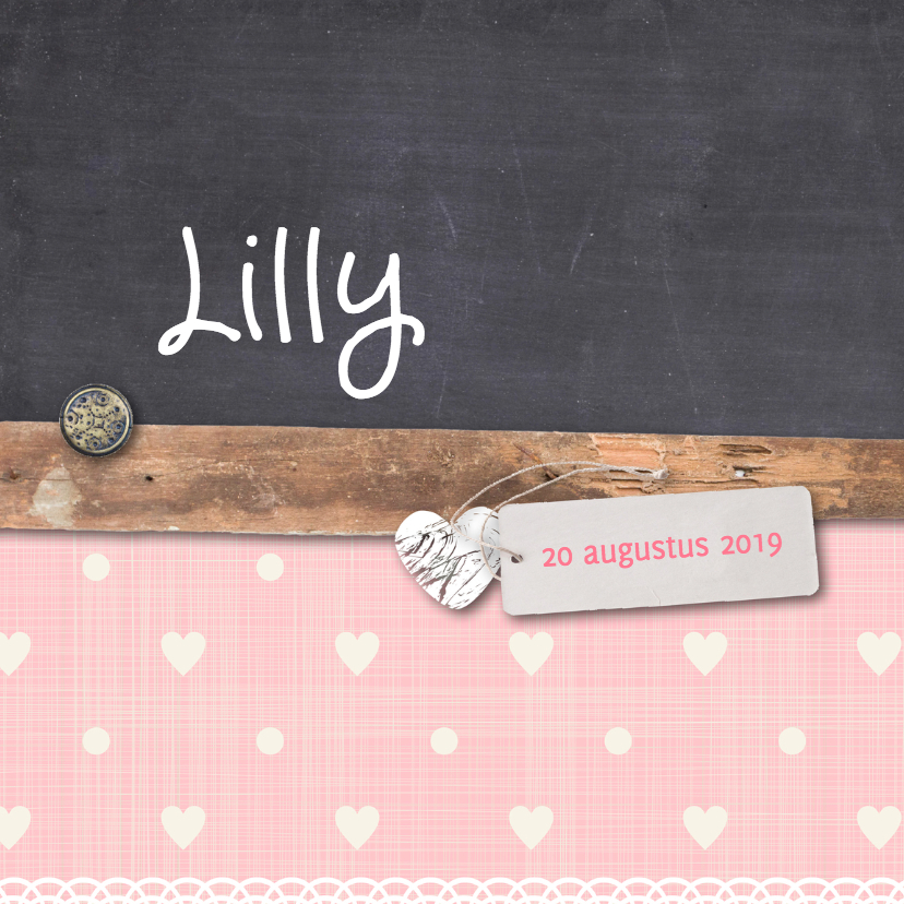 Geboortekaartjes - Geboortekaartje-krijt-Lilly-SK