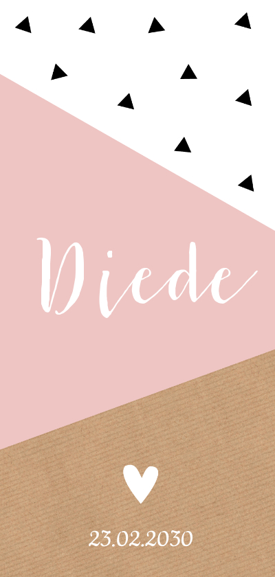 Geboortekaartje langwerpig geometrisch roze dubbel - Geboortekaartjes Geboortekaartjes - Geboortekaartje langwerpig geometrisch roze dubbel