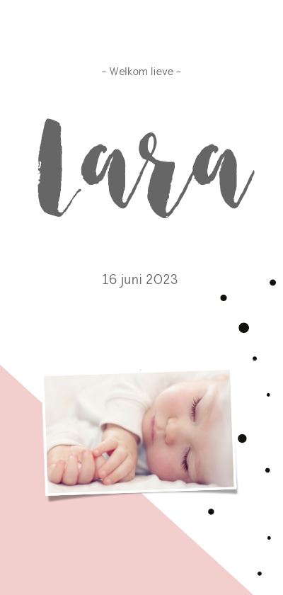 Geboortekaartje_Lara_stippen - Geboortekaartjes Geboortekaartjes - Geboortekaartje_Lara_stippen