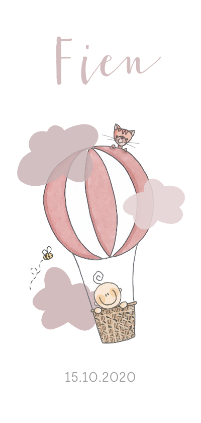 Geboortekaartjes - Geboortekaartje luchtballon meisje