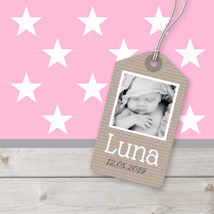 Geboortekaartje Luna label - Geboortekaartjes Geboortekaartjes - Geboortekaartje Luna label