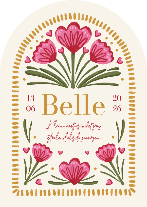 Geboortekaartje meisje boogkaart bloemen uniek bijzonder - Geboortekaartjes Geboortekaartjes - Geboortekaartje meisje boogkaart bloemen uniek bijzonder