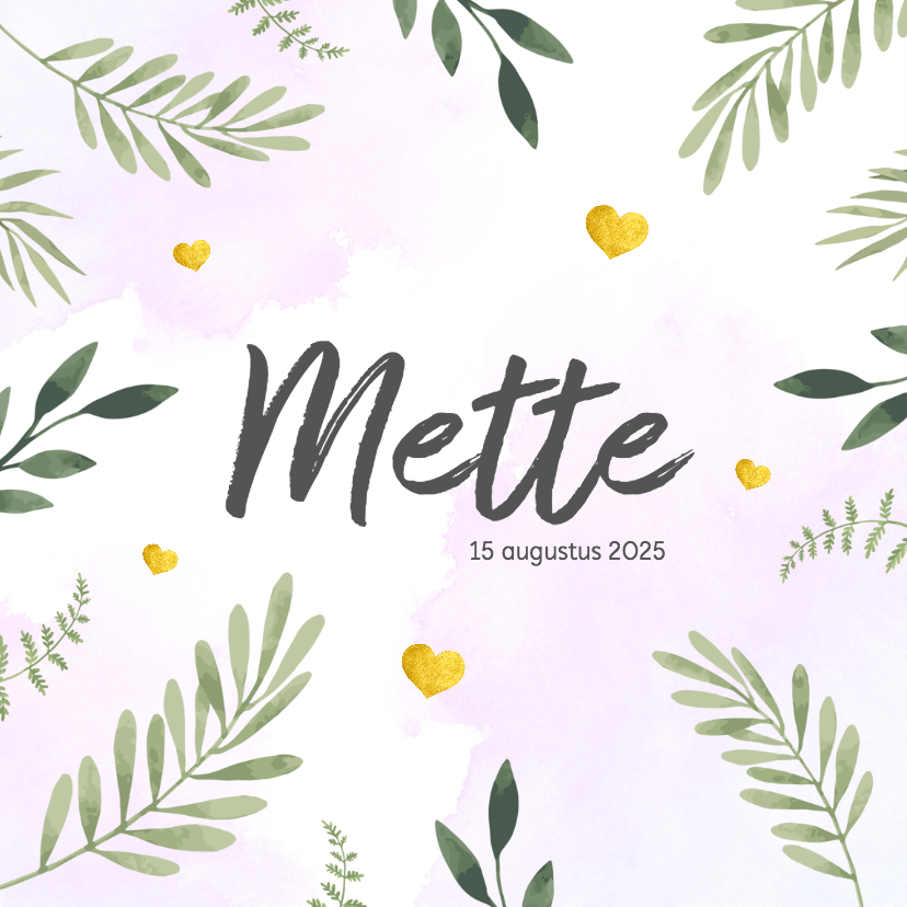 Geboortekaartje meisje botanisch waterverf - Geboortekaartjes Geboortekaartjes - Geboortekaartje meisje botanisch waterverf