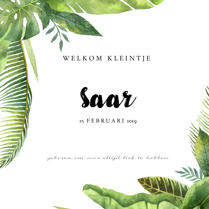 Geboortekaartje meisje met botanische elementen - Geboortekaartjes Geboortekaartjes - Geboortekaartje meisje met botanische elementen