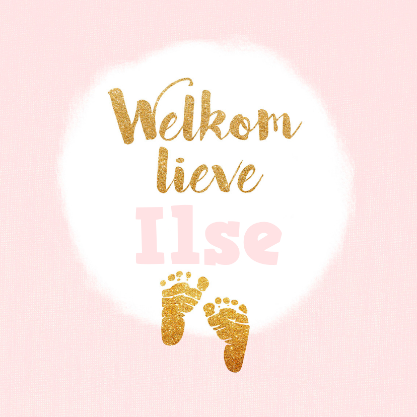 Geboortekaartje meisje met gouden voetjes - Geboortekaartjes Geboortekaartjes - Geboortekaartje meisje met gouden voetjes