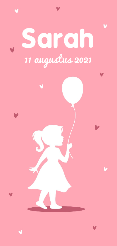 Geboortekaartje meisje simpel met silhouet - Geboortekaartjes Geboortekaartjes - Geboortekaartje meisje simpel met silhouet