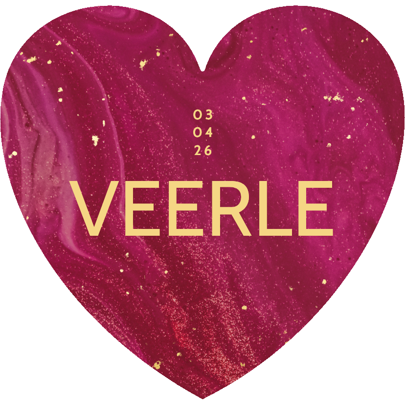 Geboortekaartje meisjes in hartvorm met roze marmer - Geboortekaartjes Geboortekaartjes - Geboortekaartje meisjes in hartvorm met roze marmer