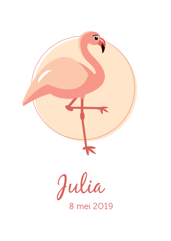 Geboortekaartje met elegante lieve flamingo - Geboortekaartjes Geboortekaartjes - Geboortekaartje met elegante lieve flamingo