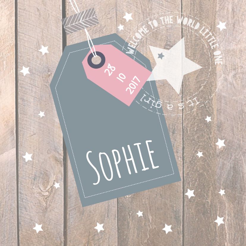 Geboortekaartje met label Sophie - Geboortekaartjes Geboortekaartjes - Geboortekaartje met label Sophie