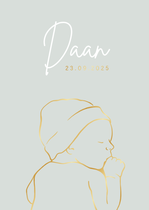 Geboortekaartje met lijntekening van baby - Geboortekaartjes Geboortekaartjes - Geboortekaartje met lijntekening van baby