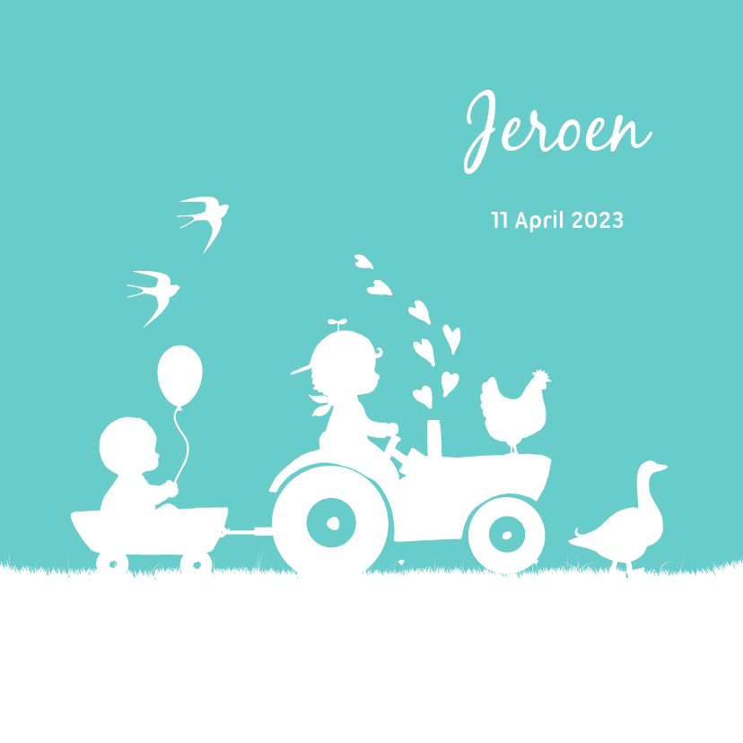Geboortekaartje met tractor voor een broertje - Geboortekaartjes Geboortekaartjes - Geboortekaartje met tractor voor een broertje