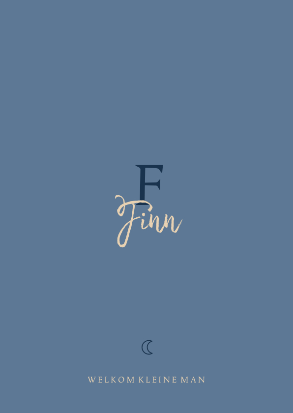 Geboortekaartje minimalistisch maantje blauw jongen letter - Geboortekaartjes Geboortekaartjes - Geboortekaartje minimalistisch maantje blauw jongen letter