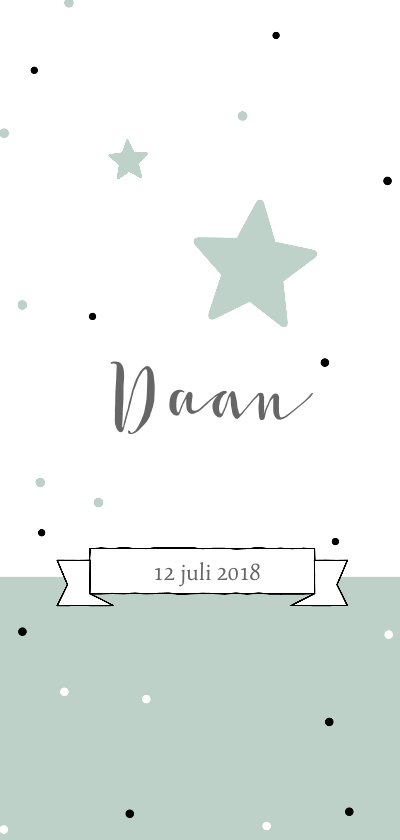 Geboortekaartje panorama voor jongen met sterren en stippen - Geboortekaartjes Geboortekaartjes - Geboortekaartje panorama voor jongen met sterren en stippen