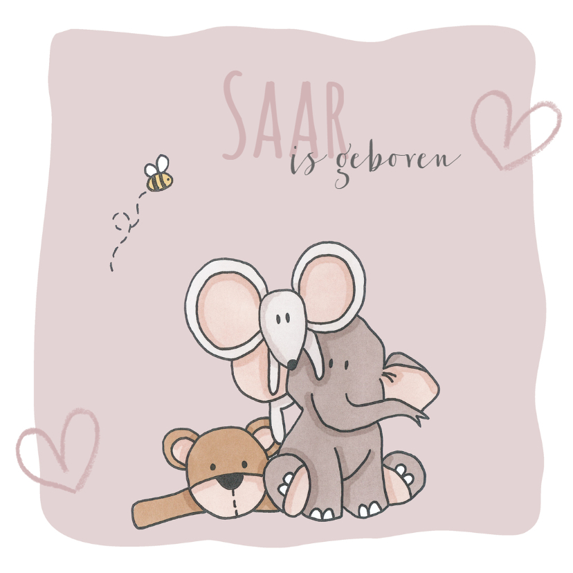 Geboortekaartje Saar Knuffels - Geboortekaartjes Geboortekaartjes - Geboortekaartje Saar Knuffels
