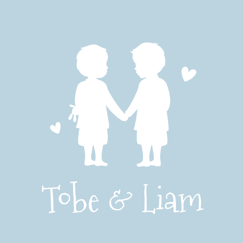 Geboortekaartje silhouet 2 jongens tweeling kleur aanpasbaar - Geboortekaartjes Geboortekaartjes - Geboortekaartje silhouet 2 jongens tweeling kleur aanpasbaar