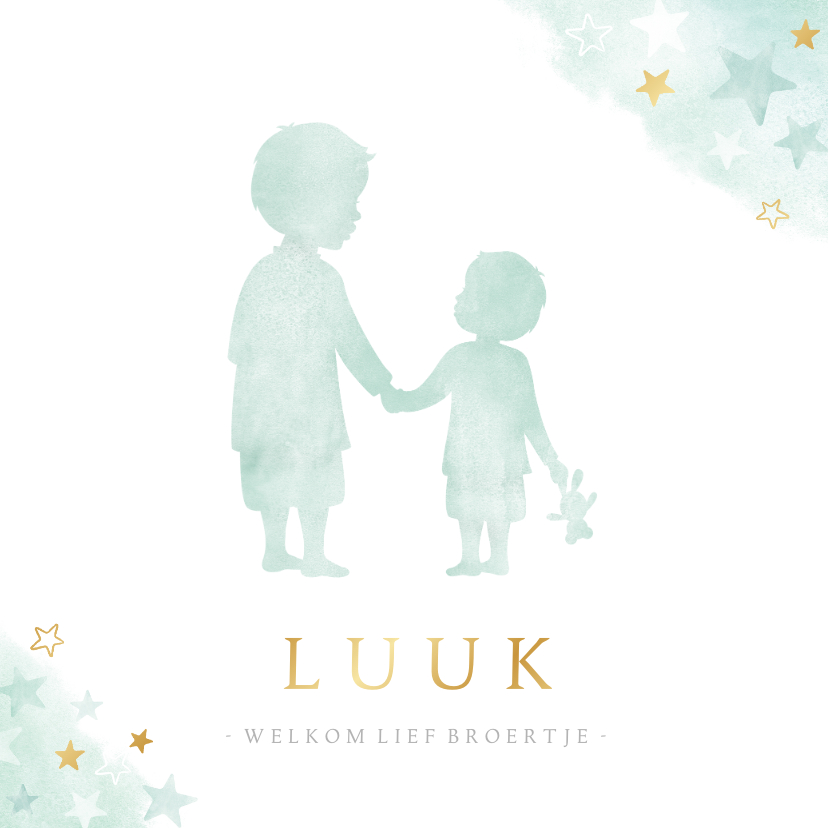 Geboortekaartje silhouet grote en kleine broer waterverf - Geboortekaartjes Geboortekaartjes - Geboortekaartje silhouet grote en kleine broer waterverf