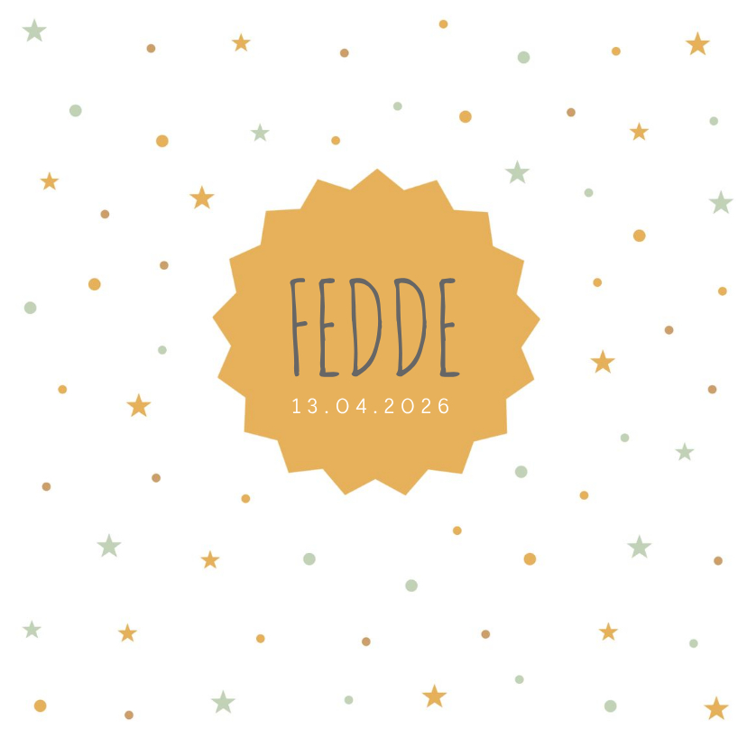 Geboortekaartje sterretjes okergeel mint - Geboortekaartjes Geboortekaartjes - Geboortekaartje sterretjes okergeel mint