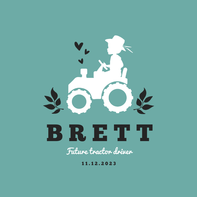 Geboortekaartje stoer tractor silhouet - Geboortekaartjes Geboortekaartjes - Geboortekaartje stoer tractor silhouet