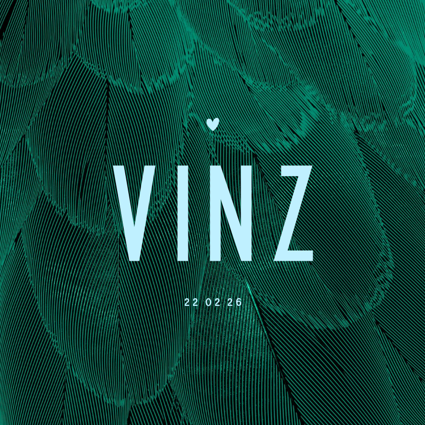 Geboortekaartje trendy veren groen met blauw - Geboortekaartjes Geboortekaartjes - Geboortekaartje trendy veren groen met blauw