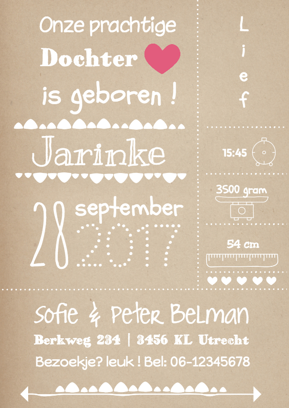 Geboortekaartje Typografie meisje - Geboortekaartjes Geboortekaartjes - Geboortekaartje Typografie meisje