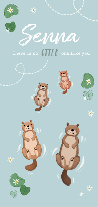 Geboortekaartje unisex dieren otters illustratie - Geboortekaartjes Geboortekaartjes - Geboortekaartje unisex dieren otters illustratie