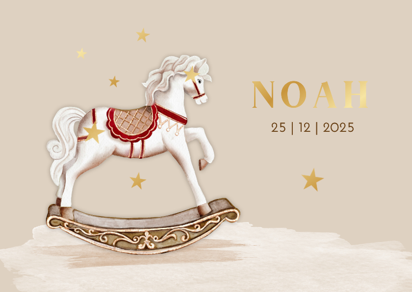 Geboortekaartjes - Geboortekaartje vintage hobbelpaardje