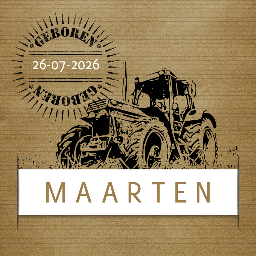 Geboortekaartjes - Geboortekaartje vintage tractor 