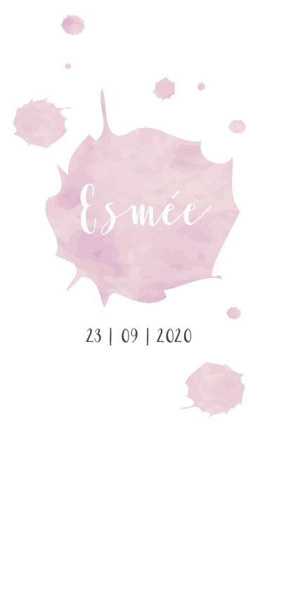 Geboortekaartje watercolor roze brush - Geboortekaartjes Geboortekaartjes - Geboortekaartje watercolor roze brush