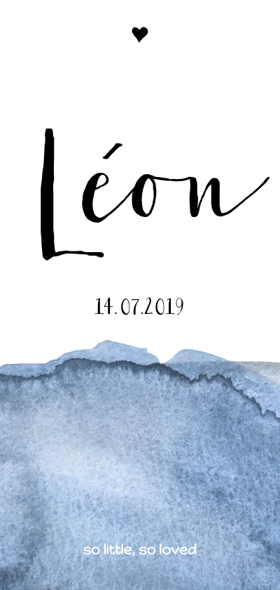 Geboortekaartje | Waterverf jeanblauw en klassiek - Geboortekaartjes Geboortekaartjes - Geboortekaartje | Waterverf jeanblauw en klassiek