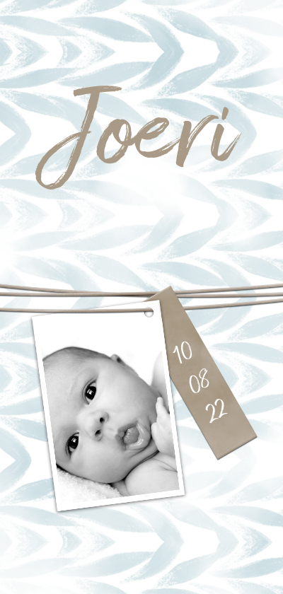 Geboortekaartje waterverf met label voor jongen - Geboortekaartjes Geboortekaartjes - Geboortekaartje waterverf met label voor jongen