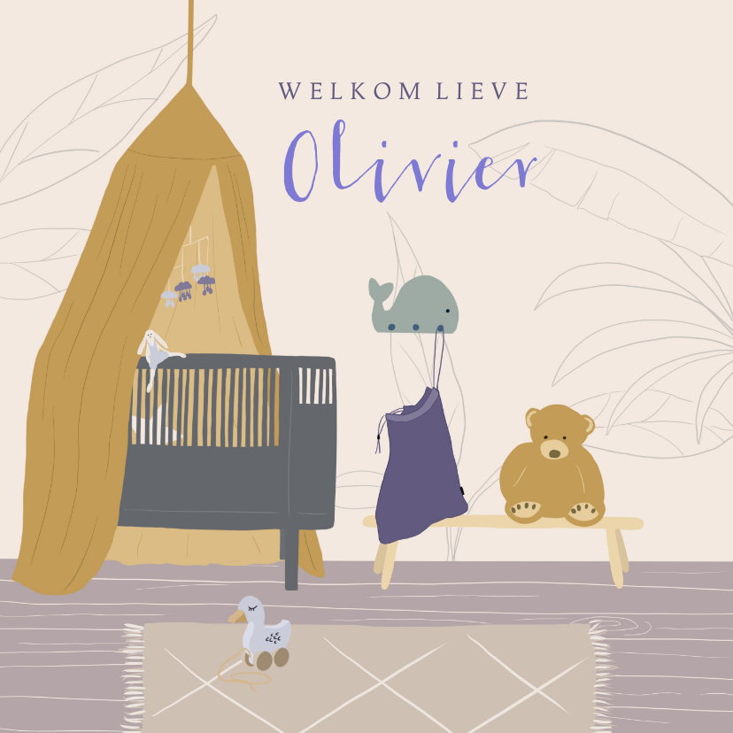Geboortekaartje wiegje babykamer - Geboortekaartjes Geboortekaartjes - Geboortekaartje wiegje babykamer
