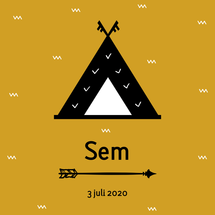 Geboortekaartje Wigwam 2, aanpasbare kleur - Geboortekaartjes Geboortekaartjes - Geboortekaartje Wigwam 2, aanpasbare kleur