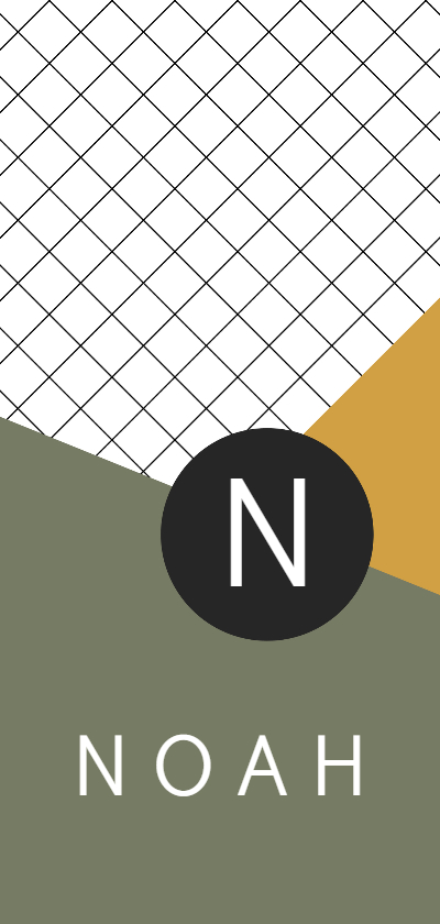 Geometrisch geboortekaartje groen met geel - Geboortekaartjes Geboortekaartjes - Geometrisch geboortekaartje groen met geel