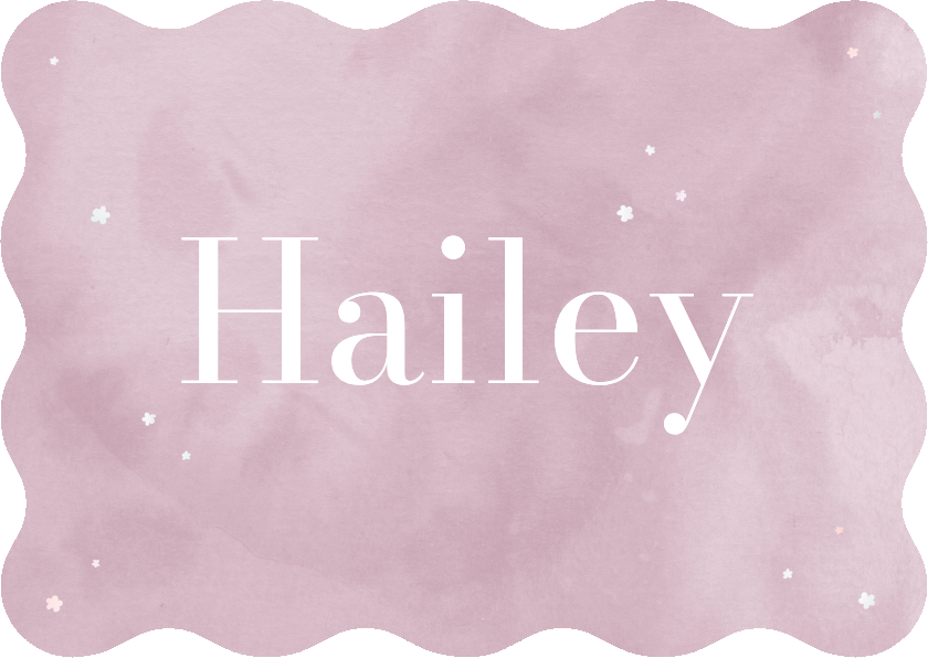 Golvend geboortekaartje met lila waterverf en bloempjes - Geboortekaartjes Geboortekaartjes - Golvend geboortekaartje met lila waterverf en bloempjes