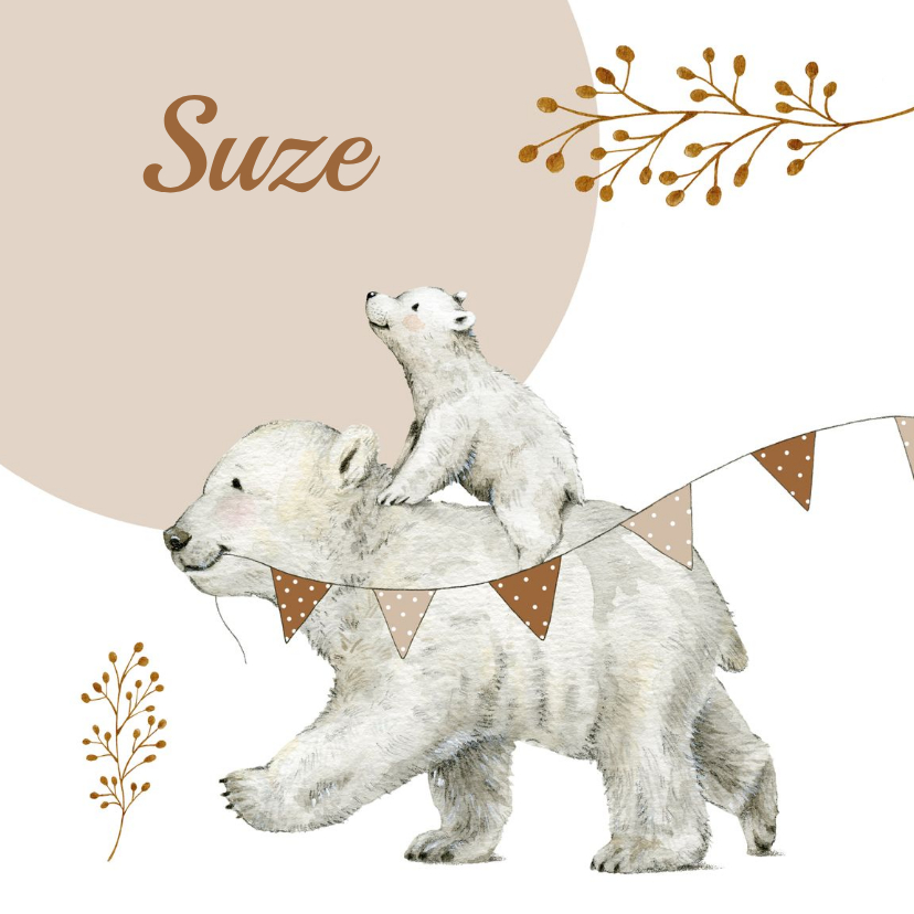 Geboortekaartjes - Hip geboortekaartje voor een zusje met lieve ijsbeertjes