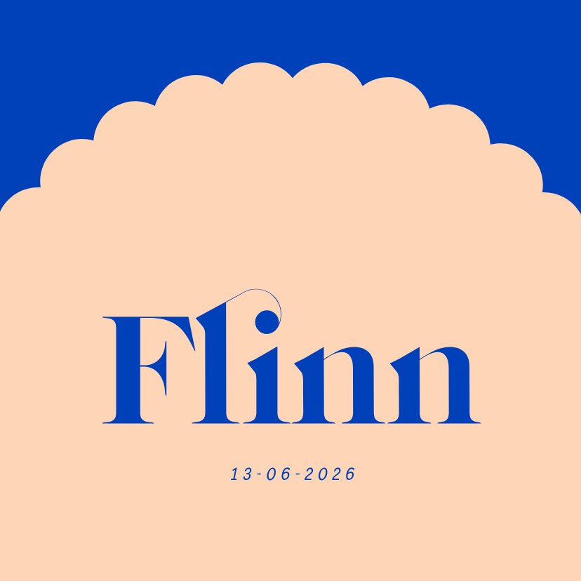 Geboortekaartjes - Hip modern geboortekaartje met ronde vormen blauw en oranje