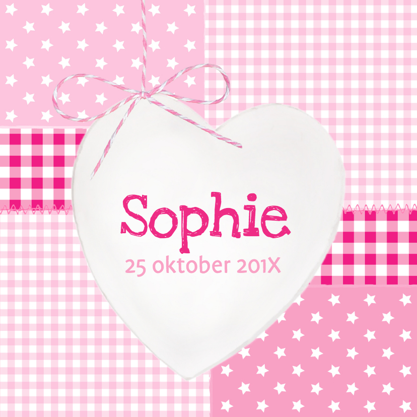 Houten Hart Wit Sophie - Geboortekaartjes Geboortekaartjes - Houten Hart Wit Sophie