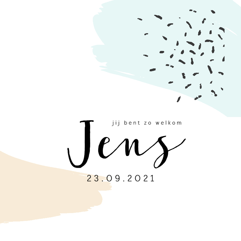 Jongens geboortekaartje blauwe en gele brush - Geboortekaartjes Geboortekaartjes - Jongens geboortekaartje blauwe en gele brush