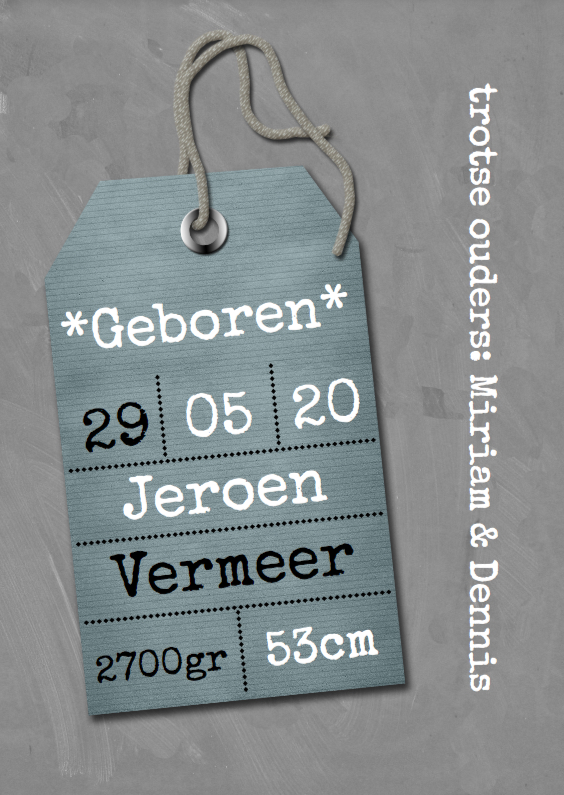 Krijtbord en label jongen a - Geboortekaartjes Geboortekaartjes - Krijtbord en label jongen a