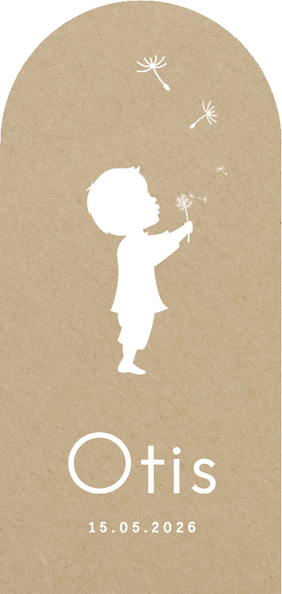 Langwerpig kraft geboortekaartje jongen boog paardenbloem - Geboortekaartjes Geboortekaartjes - Langwerpig kraft geboortekaartje jongen boog paardenbloem