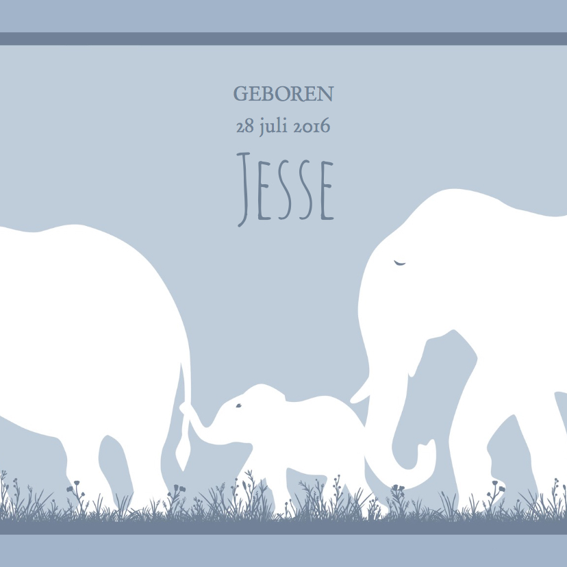 Leuk geboortekaartje met olifantje voor zoon - Geboortekaartjes Geboortekaartjes - Leuk geboortekaartje met olifantje voor zoon