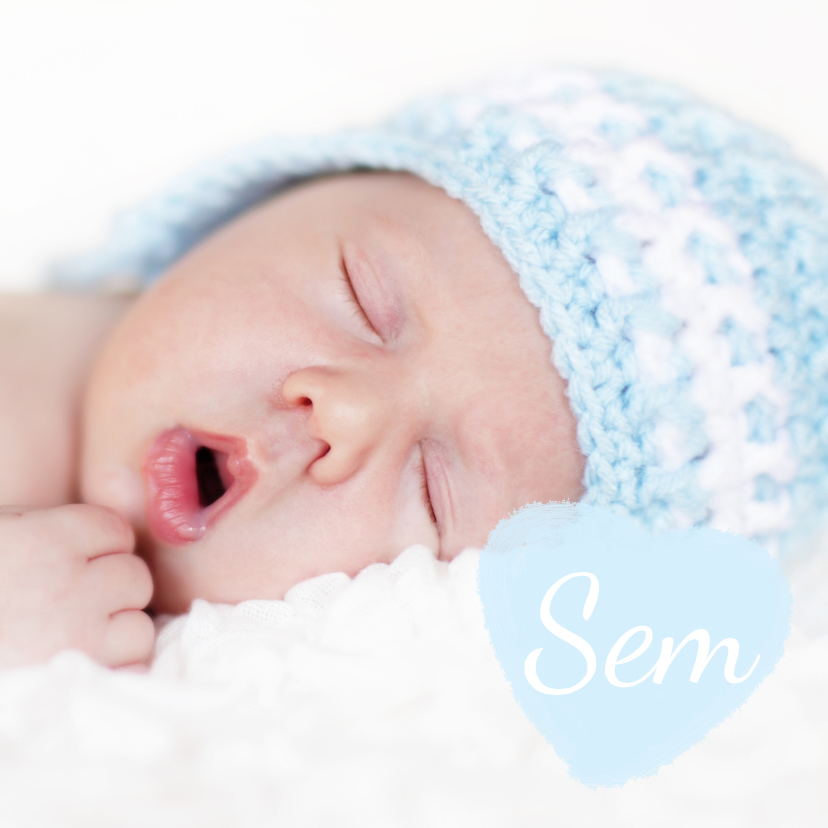 Lief foto geboortekaartje hart jongen - Geboortekaartjes Geboortekaartjes - Lief foto geboortekaartje hart jongen