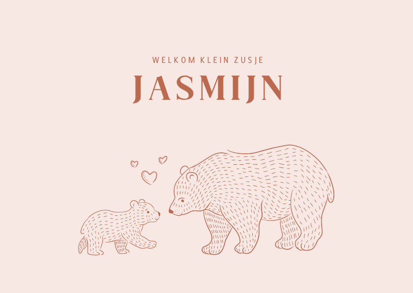 Lief geboortekaartje beertjes voor een zusje - Geboortekaartjes Geboortekaartjes - Lief geboortekaartje beertjes voor een zusje