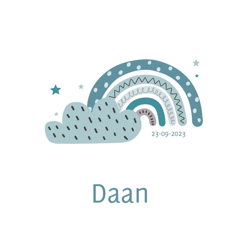 Lief geboortekaartje voor jongen met regenboog en wolk - Geboortekaartjes Geboortekaartjes - Lief geboortekaartje voor jongen met regenboog en wolk