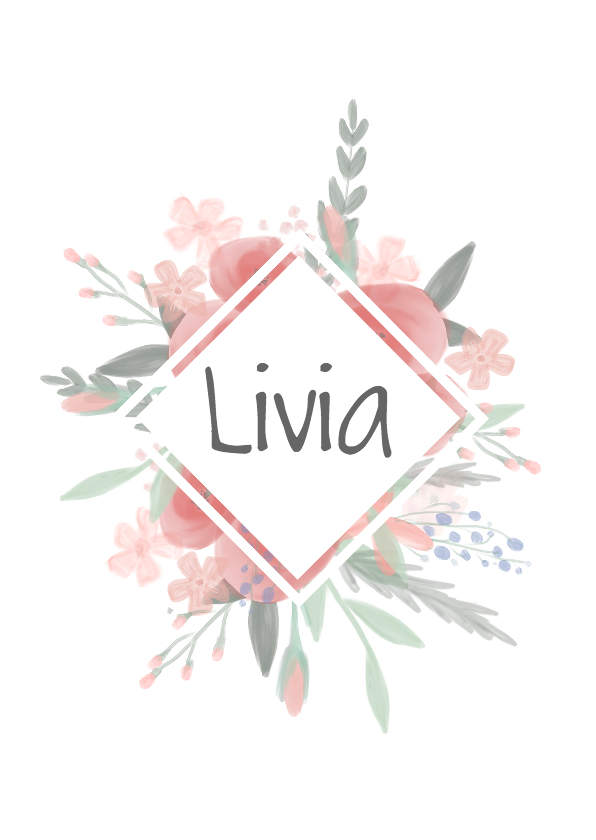 Lief meisjeskaartje met watercolor bloemen - Geboortekaartjes Geboortekaartjes - Lief meisjeskaartje met watercolor bloemen